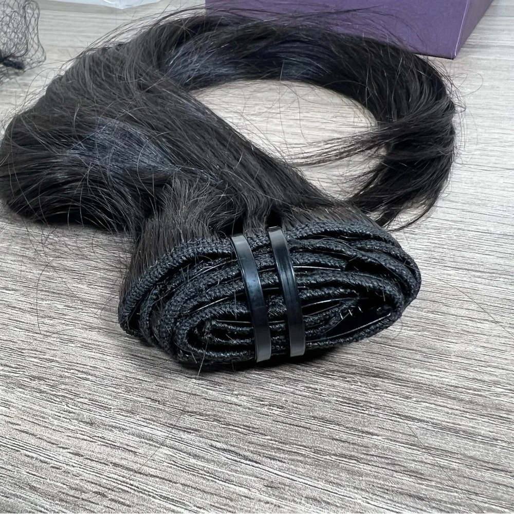 LUVME Natural Black Remy Human Hair 18 Inch Clip In Hair Extensions
